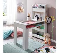 Bureau pour enfant - WOHNLING - 90 x 50 x 110 cm - Blanc - Bois - Laqué - Avec étagère
