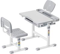 Bureau pour enfants avec chaise - Mobilier évolutif - Favorise l'apprentissage et la posture de lecture - Plateau et hauteur d'assise réglables - Largeur : 66 cm - Gris