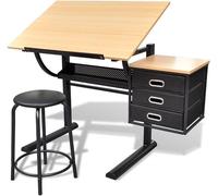 Bureau pour enfants, inclinable, avec table à dessin, bureau d'étude, comprenant 3 tiroirs et une chaise. Ensemble de mobilier de bureau comprenant une table à dessin, un bureau d'architecte, un burea