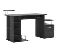 HOMCOM Bureau pour Ordinateur Table de Travail Bureau Informatique Multi-rangements 152 x 60 x 88 cm Noir