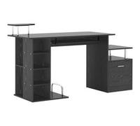 Bureau pour ordinateur table meuble pc informatique en MDF noir Noir G
