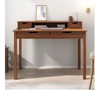 Idimex Bureau Raul L 114 cm – bois massif châtaignier – 4 tiroirs & niche réhausse-écran