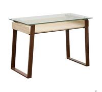 Bureau rectangulaire avec plateau en verre Ariro 55x110cm beige et marron - Atmosphera Créateur d'intérieur