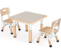 Bureau réglable Bolt Edge pour enfants – 1 table + 2 chaises – Table de jeu et d'activités – Bureau pour enfants de 3 à 10 ans – Réglable en hauteur – Beige
