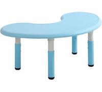 Bureau réglable en hauteur (43-51 cm) pour enfants, 120 x 65 cm Table pour enfants en plastique bleu clair - table demi-lune, table lune multifonctionnelle convient aux garçons et aux filles de 2 à 10