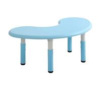 Bureau réglable en hauteur (43 à 51 cm) pour enfants, 120 x 65 cm, en plastique, bleu clair, table demi-lune, table lunaire multifonctionnelle, convient aux garçons et filles de 2 à 10 ans
