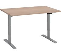 Bureau réglable en hauteur électrique chêne clair Ecla Ergo Premium 120 x 80 cm pieds aluminium - - Bruneau