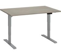 Bureau réglable en hauteur électrique chêne gris Ecla Ergo Premium 120 x 80 cm pieds aluminium - - Bruneau