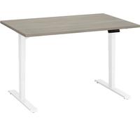 Bureau réglable en hauteur électrique chêne gris Ecla Ergo Premium 120 x 80 cm pieds blanc - - Bruneau