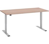 Bureau réglable en hauteur électrique Ecla Ergo L 160 x P 80 cm pied gris aluminium / plateau chêne clair - - Bruneau
