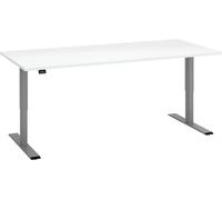Bureau réglable en hauteur électrique Ecla Ergo L 180 x P 80 cm pied gris aluminium / plateau blanc - - Bruneau