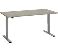 Bureau réglable en hauteur électrique Ecla Ergo L 180 x P 80 cm pied gris aluminium / plateau chêne gris - - Bruneau