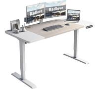 Bureau réglable en hauteur, électrique, modèle "standing desk" : 160 x 76 cm. Bureau debout avec 4 mémoires de réglage, plateau extensible télescopique, et panneau de jonction