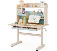 Bureau réglable pour enfants avec étagère et tiroir - Bleu