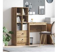 vidaXL Bureau avec tiroir avec étagère 2 pcs Chêne Artisanal, Bureau Moderne, Meuble de Travail résistant, Station d'accueil Pratique pour Booster ta productivité