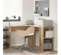 vidaXL Bureau d'angle avec étagère Chêne Sonoma 140 x 113,5 x 75 cm, Bureau d'angle Moderne, Station de Travail L, Ergonomique avec étagères, Pratique pour Le Bureau à la Maison
