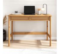Bureau RODRIGO droit H 76 cm en bois massif coloris chêne avec rangement 2 tiroirs, idéal pour le télétravail