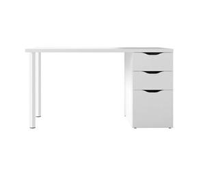 Bureau RUDY réversible avec caisson, 2 tiroirs et 1 porte L138 cm x P60cm - Blanc