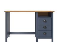 Bureau - SALALIS - Hill - 3 tiroirs - Bois de pin massif - Gris et marron miel - 120x50x74 cm