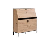 Vente-unique - Bureau secrétaire avec 2 Portes - MDF - Naturel et Noir - MALEDA - avec Rangement