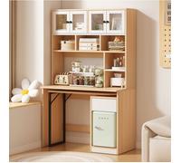 Bureau secrétaire avec rangement pivotant MDF blanc et bois naturel 110x55x180 cm
