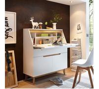 Bureau secrétaire en bois blanc laqué et chêne clair - BU16001 - Blanc - Terre de Nuit