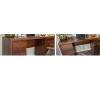 bureau set garniture ameublement table + fauteuils bois massif meuble chêne massif