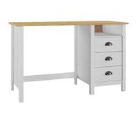 Bureau - SONEW - Hill Range - 3 tiroirs - Bois massif - Blanc et bois clair