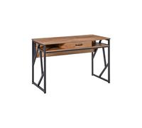 HOMCOM Bureau Style Industriel dim. 120L x 60l x 76H cm tiroir + 2 niches piètement métal Noir Plateau, pour Étude, Aspect Bois Noyer