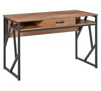 Bureau Style Industriel dim. 120L x 60l x 76H cm tiroir + 2 niches pišštement mšŠtal Noir Plateau Aspect Bois Noyer
