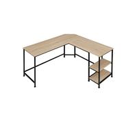 Bureau Style industriel Etagère latérale avec 2 compartiments de stockage Bois clair industriel, Chêne Sonoma