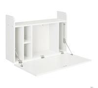 HOMCOM Bureau Suspendu Table Murale Table d'ordinateur Murale et Tablette Rabattable avec rangements - 77 x 20 x 51 cm