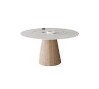 Bureau Table Basse Table à Manger Ronde Nordique en Bois Massif, Simple for la Maison, de Couleur avec Plateau tournant intégré Table à Thé