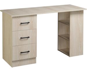 Bureau - Table d'ordinateur - Table de travail - Bureau d'écriture - Bureau avec tiroirs - Bois naturel - Compact : 120x49x72 cm