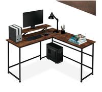 Bureau - TECTAKE - Bureau en L MELROSE au style industriel, avec fixation du moniteur coulissant 140 x 130 x 76,5 cm - Bois foncé