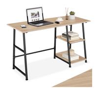 Bureau - TECTAKE - Bureau PAISLEY en bois et acier au style industriel avec 2 compartiments, 120 x 50 x 73,5 cm - Bois clair