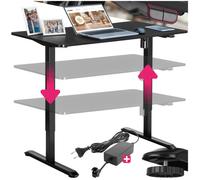 Bureau - TECTAKE - Bureau SKADI avec réglage électrique de la hauteur et système anti-collision, 120 x 60 x 73,5-118 cm - Noir