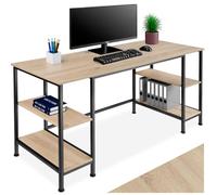 Bureau - TECTAKE - Bureau STOKE au style industriel en bois MDF et acier avec 4 étages, 137 x 55 x 75 cm - Marron clair