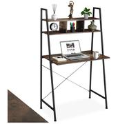 Bureau - TECTAKE - Table de bureau EXETER au style industriel, en bois et acier 85,5 x 46,5 x 140 cm - Bois foncé