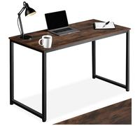 Bureau - TECTAKE - Table de bureau FLINT en bois et acier au style industriel, 59 x 140 x 76,5 cm - Bois foncé