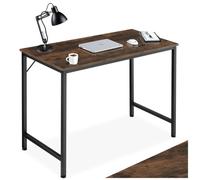 Bureau - TECTAKE - Table de bureau JENKINS en bois et acier au style industriel, 100 x 50 x 75,5 cm - Bois foncé