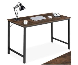 Bureau - TECTAKE - Table de bureau JENKINS en bois et acier au style industriel, 140 x 60 x 75,5 cm - Bois foncé