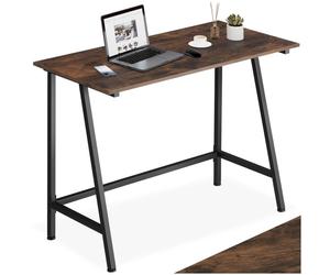 Bureau - TECTAKE - Table de bureau rectangulaire NEWTON au style industriel, en bois et acier, 100 x 50 x 77 cm - Marron foncé