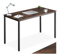 Bureau - TECTAKE - Table de bureau rectangulaire VANPORT au style industriel, en bois et acier, 120 x 60 x 75,5 cm - Marron foncé