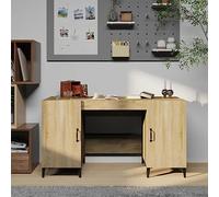 Bureau Tendance Industriel 140x50x75 cm en Bois d'Ingénierie avec Rangement, Bureau d'Ordinateur Multifonctionnel pour Étude ou Chambre, Finition Chêne Sonoma