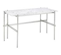 Bureau TS 120x60 Acier Poli/Marbre de Carrare Blanc