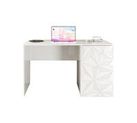 Bureau Une à Une Parigi blanc laqué brillant sérigraphie géométrique 120 x 60 x 75 cm