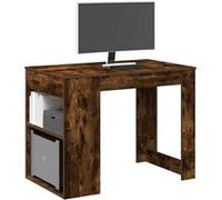 Bureau vidaXL 858690 Avec tiroir et étagère Bois d'ingénierie Chêne fumé Marron G
