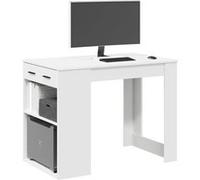 Bureau vidaXL avec tiroir et étagère Blanc 858686 Bois d'ingénierie Blanc G