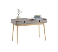 Bureau WANDA en pin massif avec 2 tiroirs lasuré gris et naturel